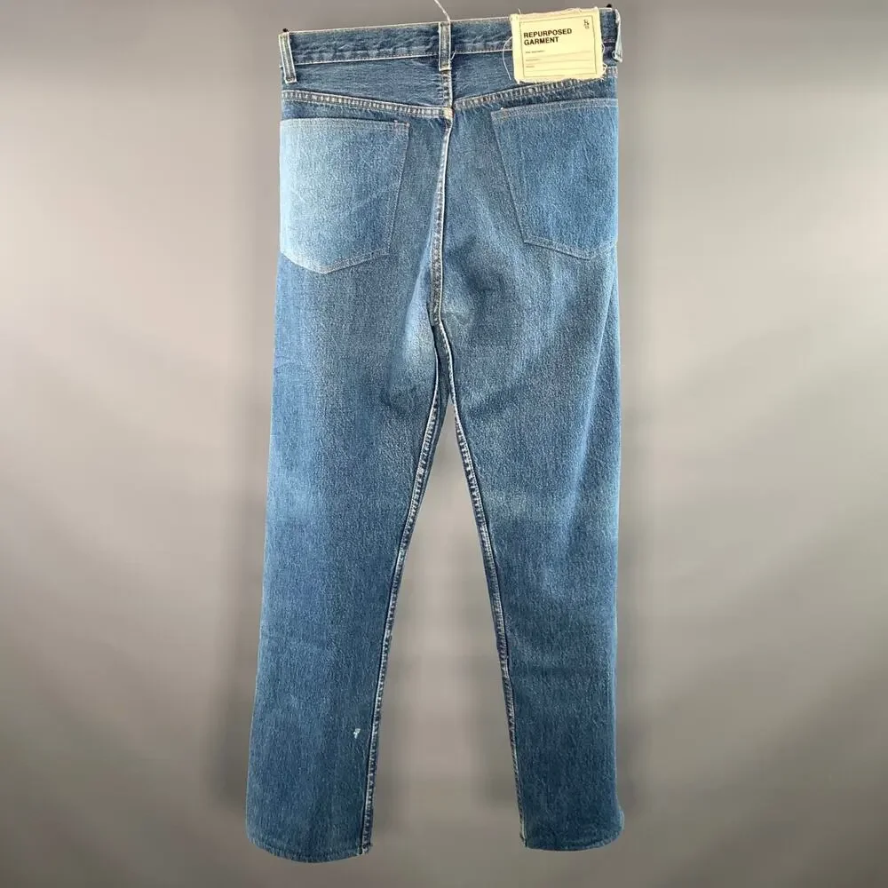 R13 Size 30 Blue Wash Cotton Button Fly Jeans